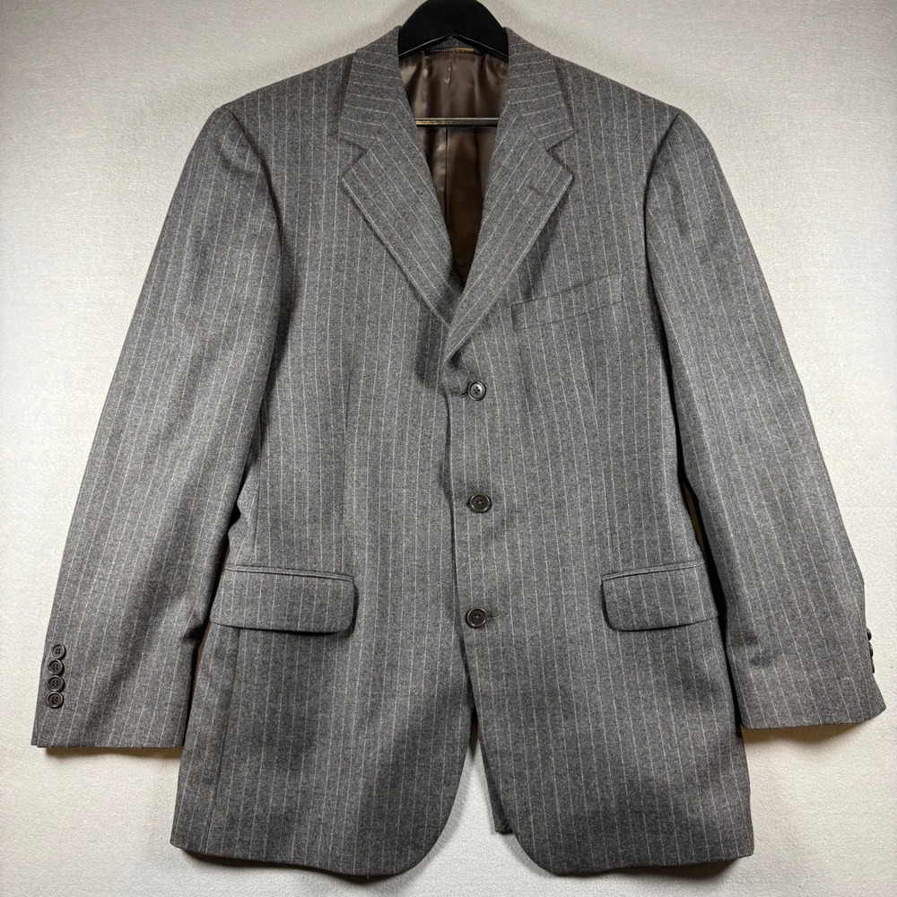 Brooks Brothers Blazer Mens 42R Grey Pinstripe Wool 3 Button Italy Sport Coat